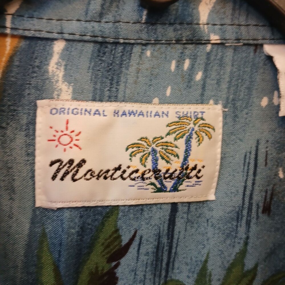 Monticerutii Hawaiian Shirt Mens XL 100% Rayon Tropical Beach Camp SS Button D26 - Picture 3 of 6